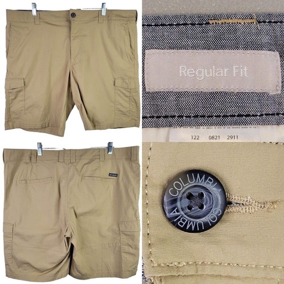Columbia Men's Size 42 Cargo 10” Shorts Hiking Fishing Nylon Stretch Tan - Picture 1 of 10